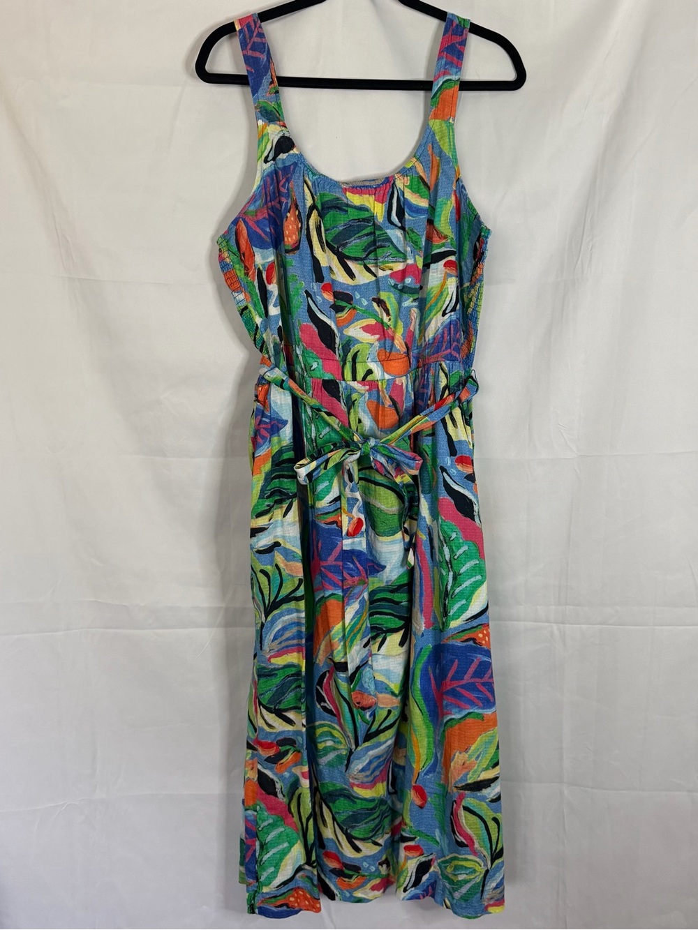 NIC+ZOE XXL Island Beat Sophie Midi Dress Scoop Neck Cotton Vacation Coastal